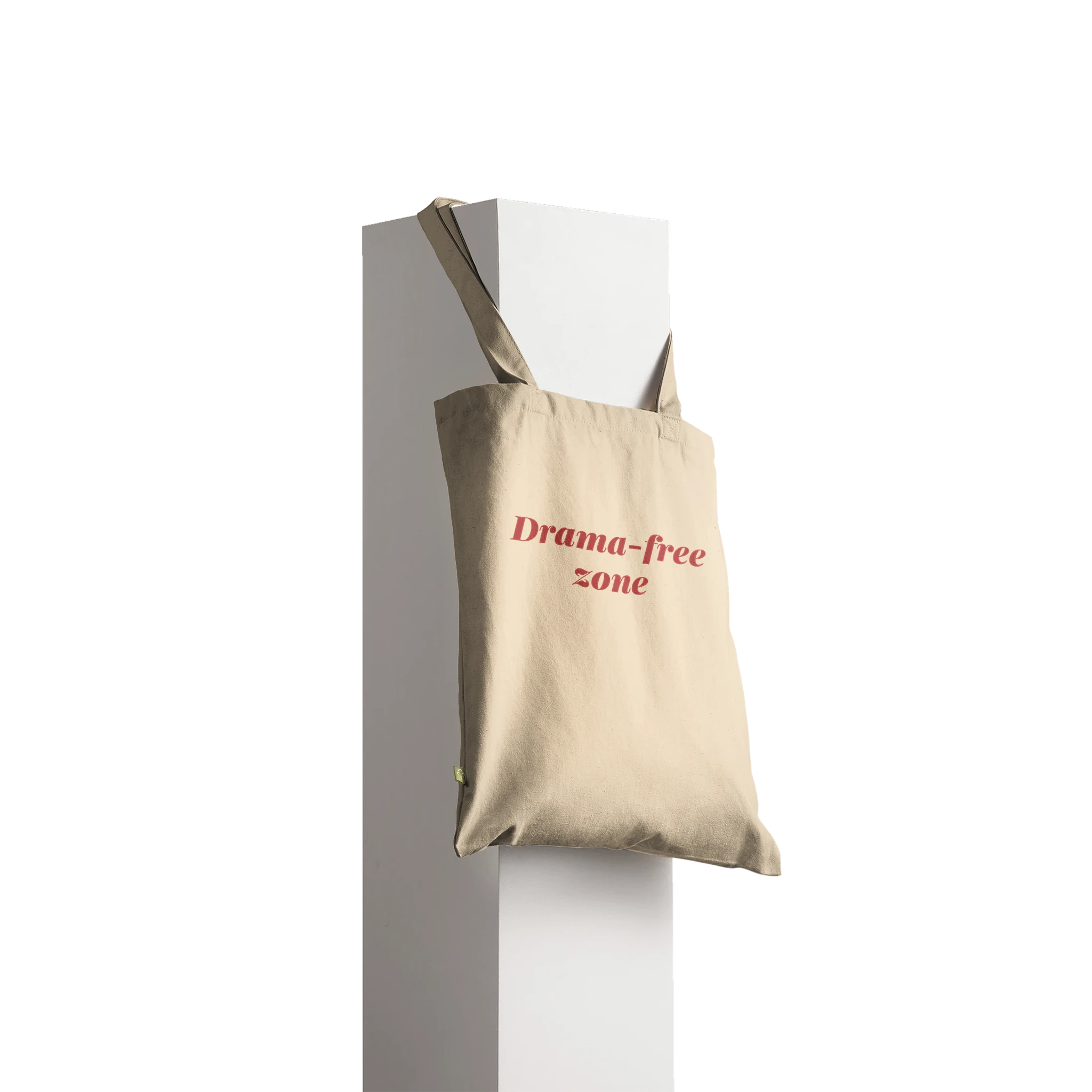 Reinforced cotton tote bag with the phrase 'Drama-Free Zone'