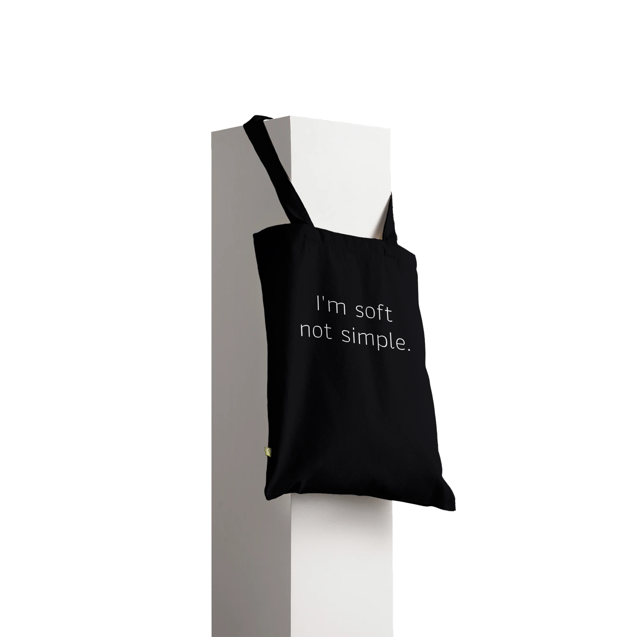 Reinforced cotton tote bag with the phrase 'I’m Soft, Not Simple'