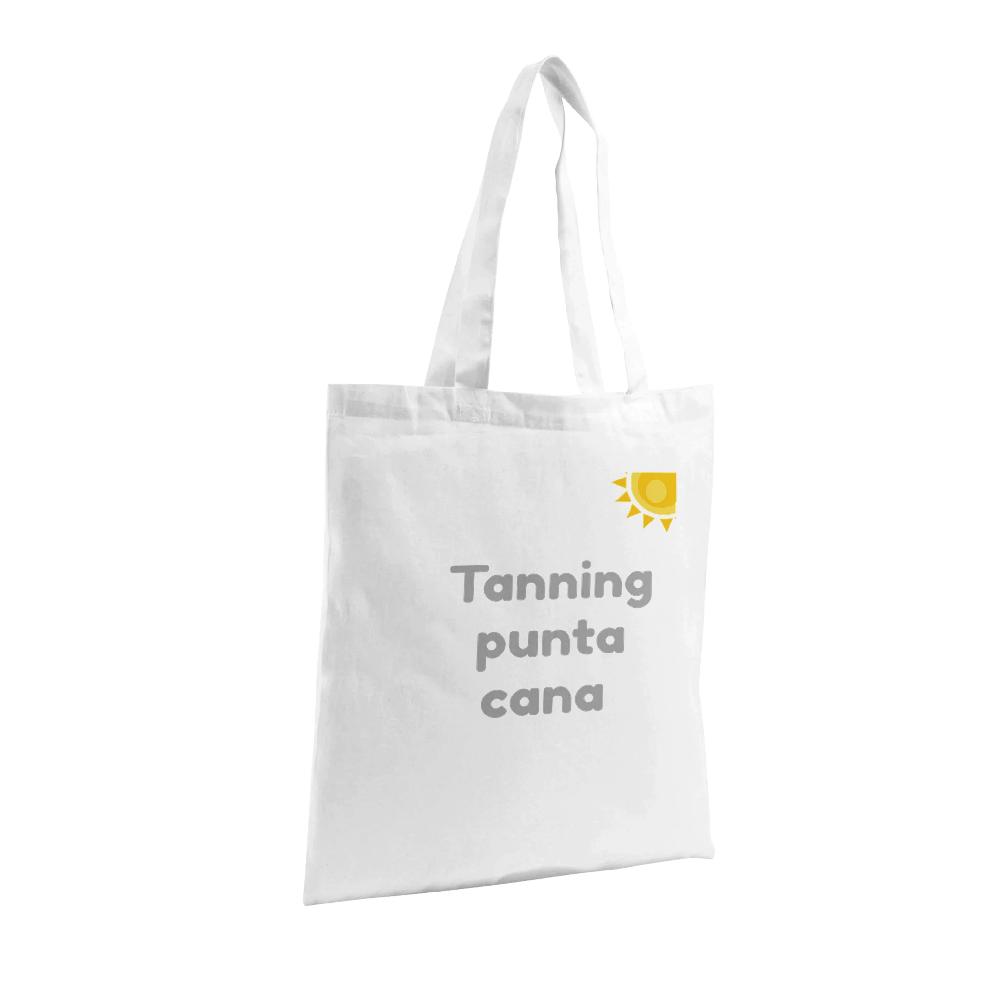 Limited edition organic cotton tote bag with the phrase 'Tanning in Punta Cana'