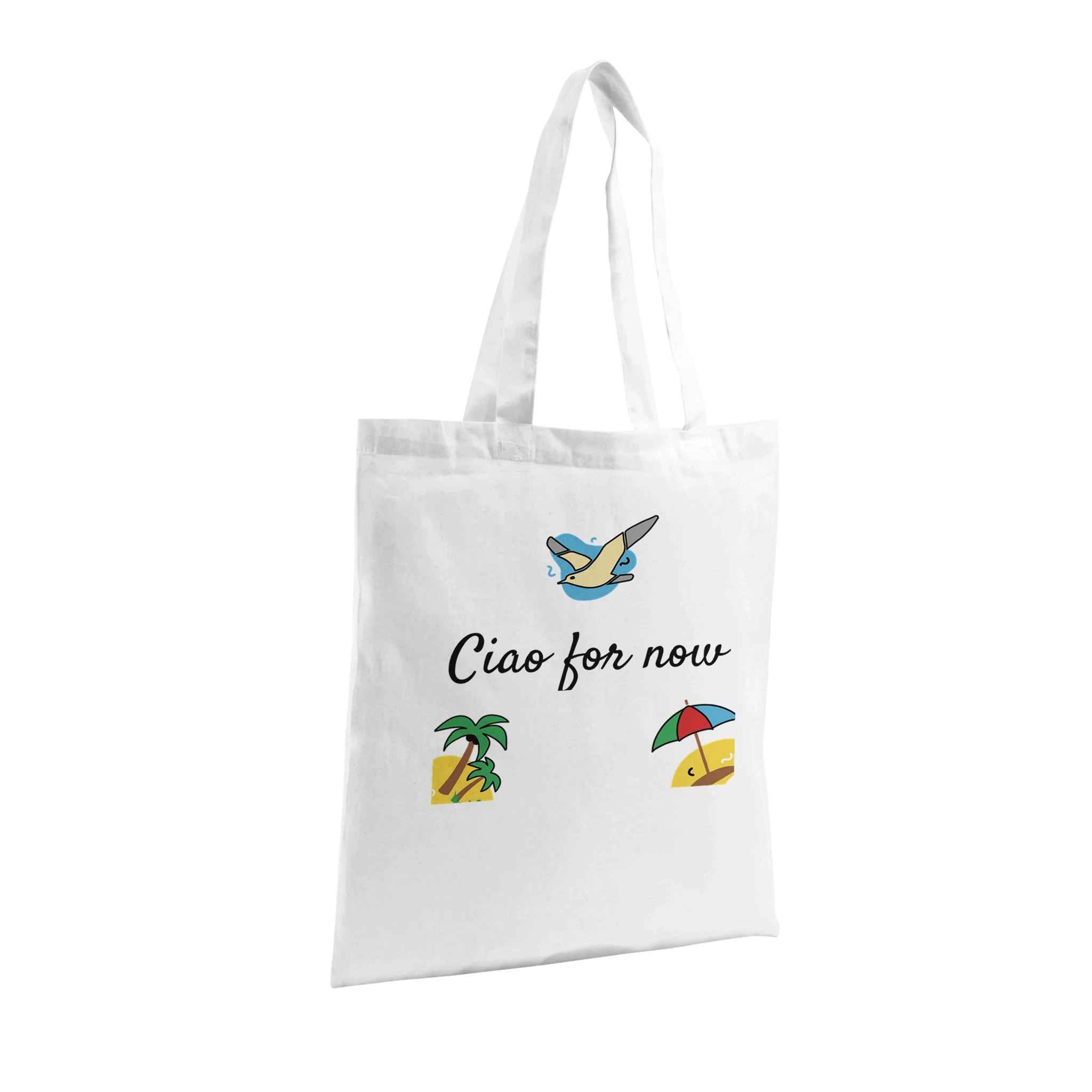 Limited edition organic cotton tote bag with the phrase 'Ciao for Now'